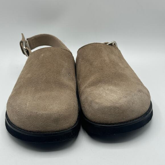 ANTHROPOLOGIE x PILCRO Suede Leather Slingback Mules Tan Taupe Sz 40/10 - Picture 3 of 8